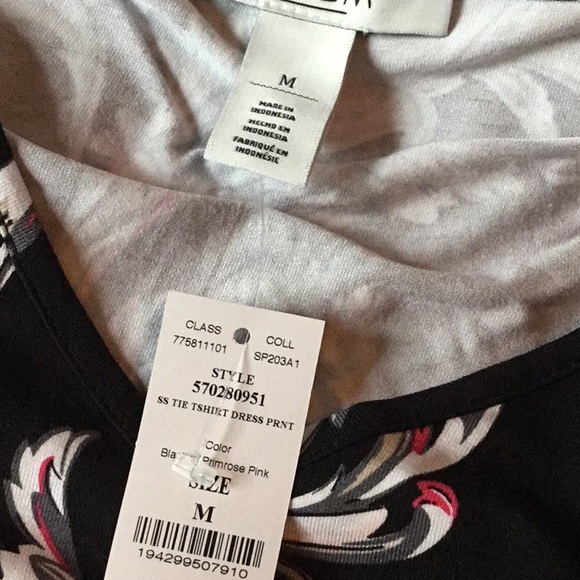 WHBM FLORAL T-SHIRT DRESS WITH TIE SLEEVES - Picture 3 of 4